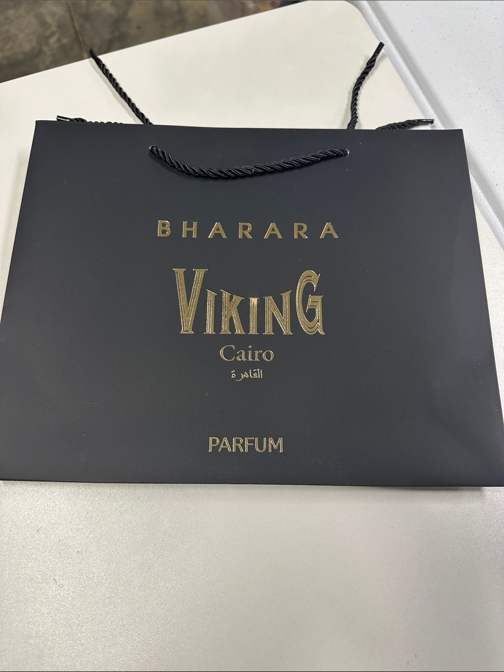 Bharara Viking Cairo Parfum Gift Bag - Black & Gold 11.6x9.6x3.6